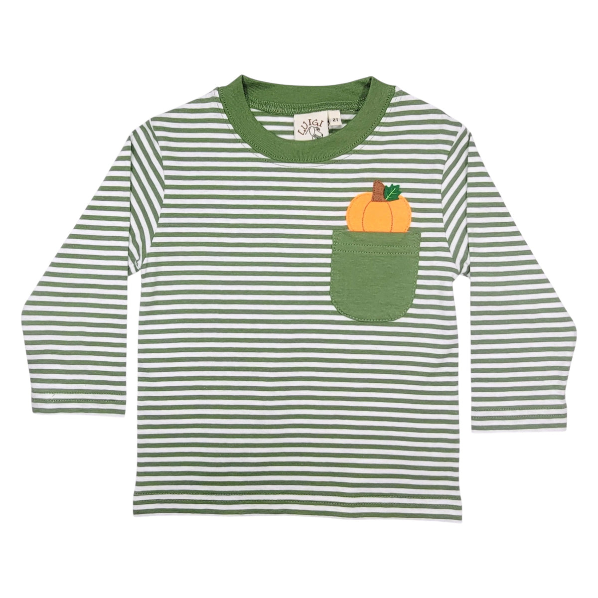 Luigi Stripe Pumpkin Pocket T-Shirt