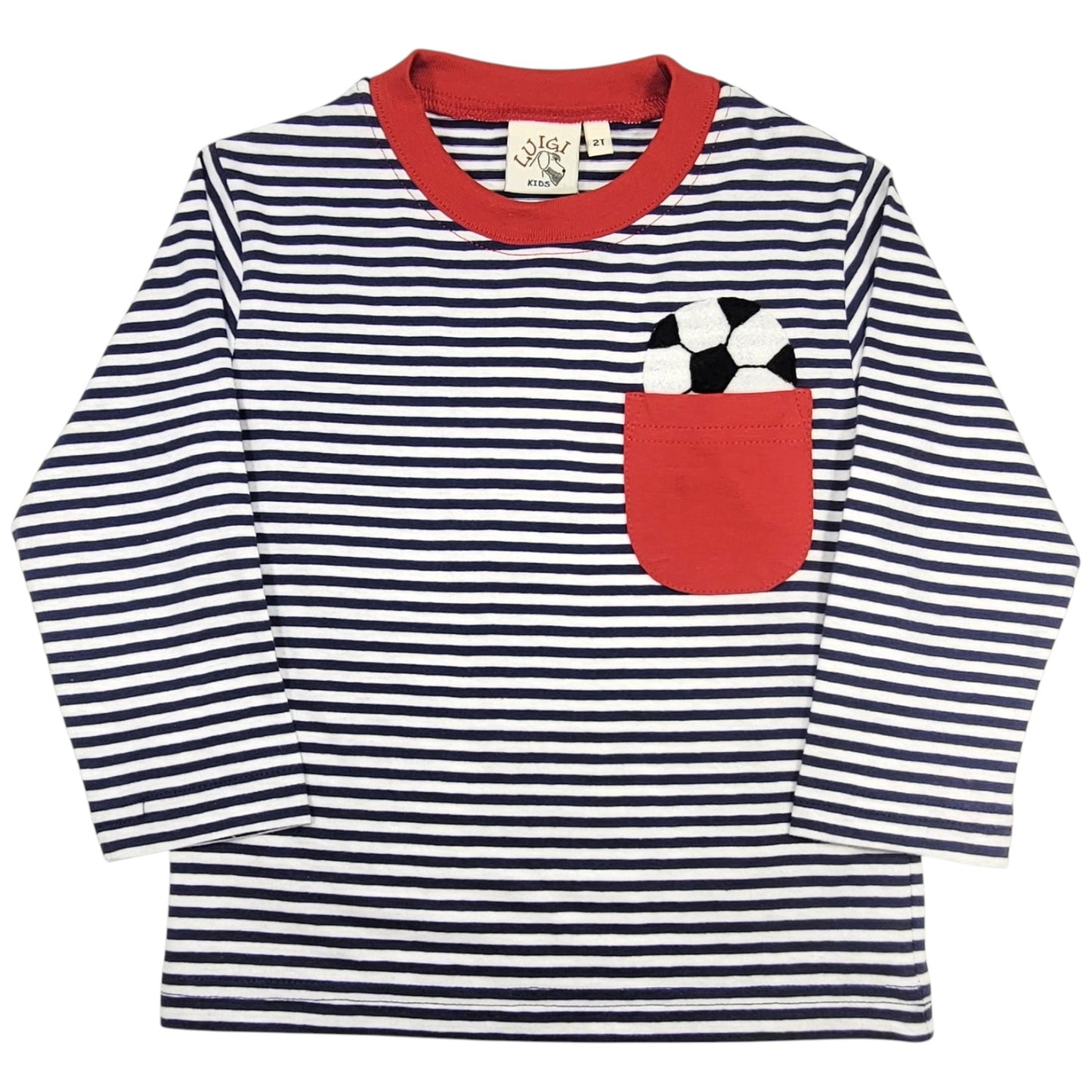 Luigi Stripe Soccer Ball In Pocket T-Shirt