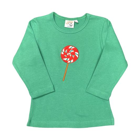 Luigi Christmas Lollipop Applique Tee