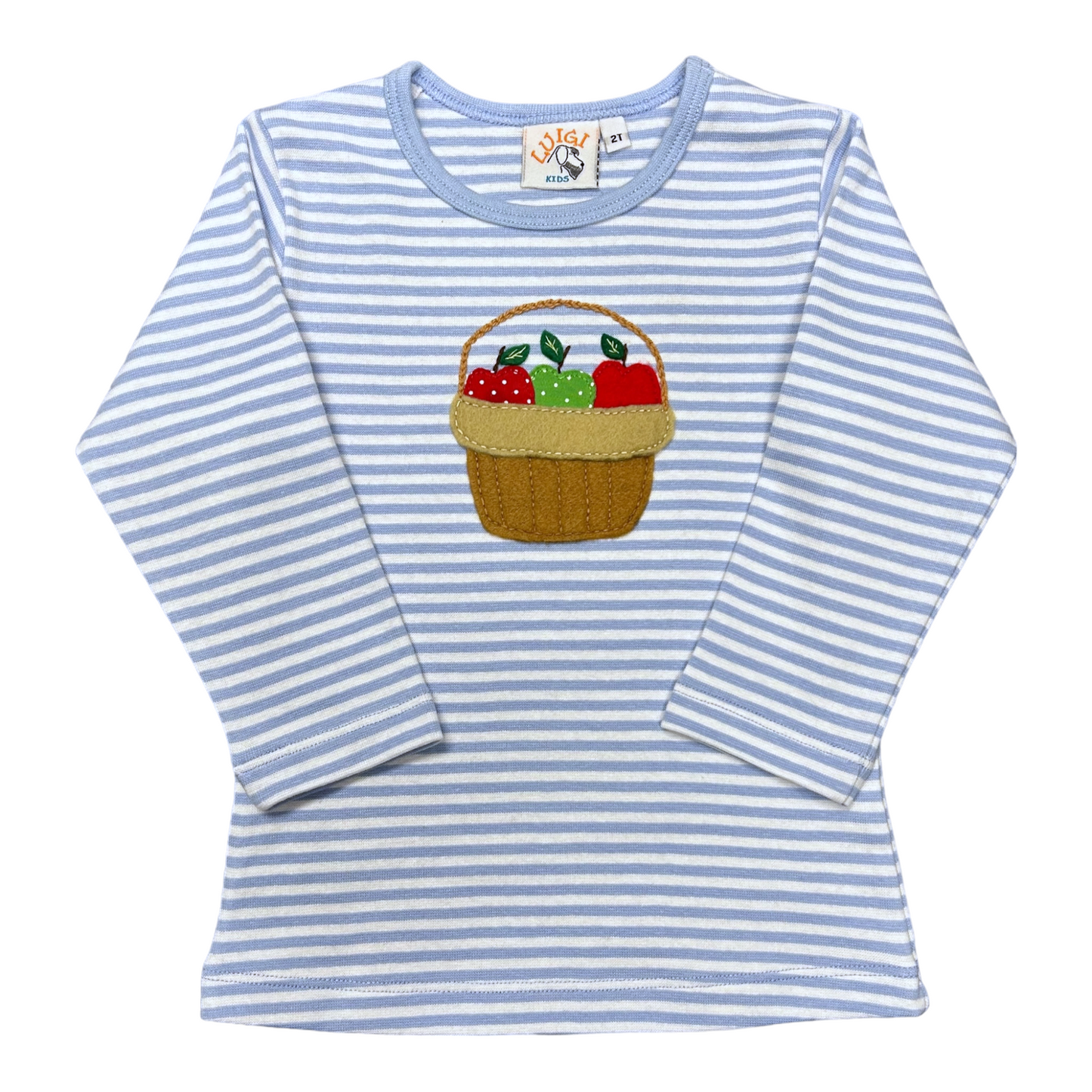 Luigi Apples In Basket Hand Applique Stripe Tee