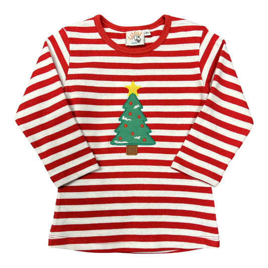 Luigi Striped Christmas Tree Applique Tee