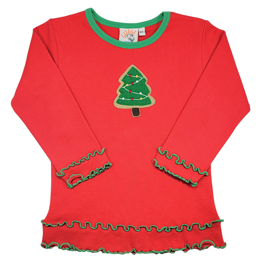 Luigi Christmas Tree Cookie Double Lettuce Edge T-Shirt