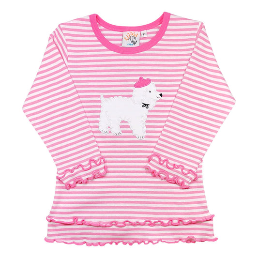 Luigi Stripe French Poodle Double Lettuce Edge T-Shirt