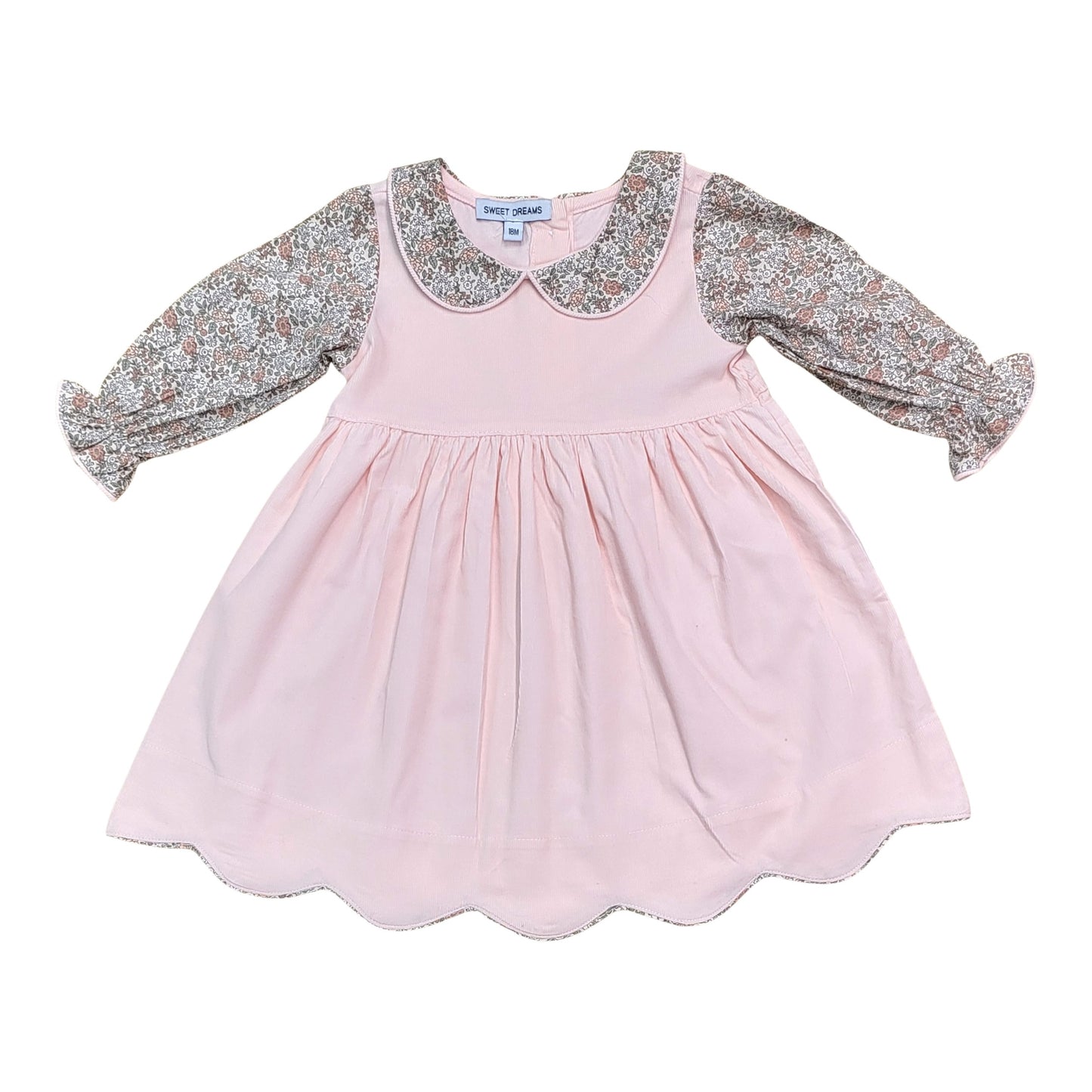 Sweet Dreams Scallop Corduroy Dress