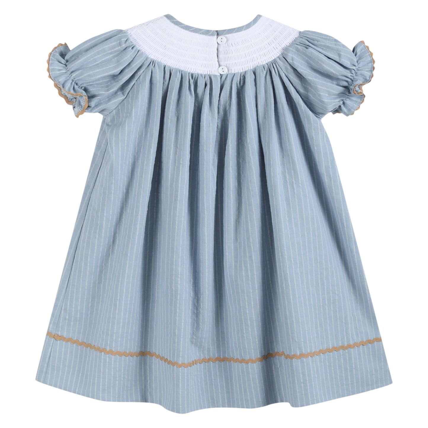 Lil Cactus Smocked Turkey Pinstripe Bishop Dress