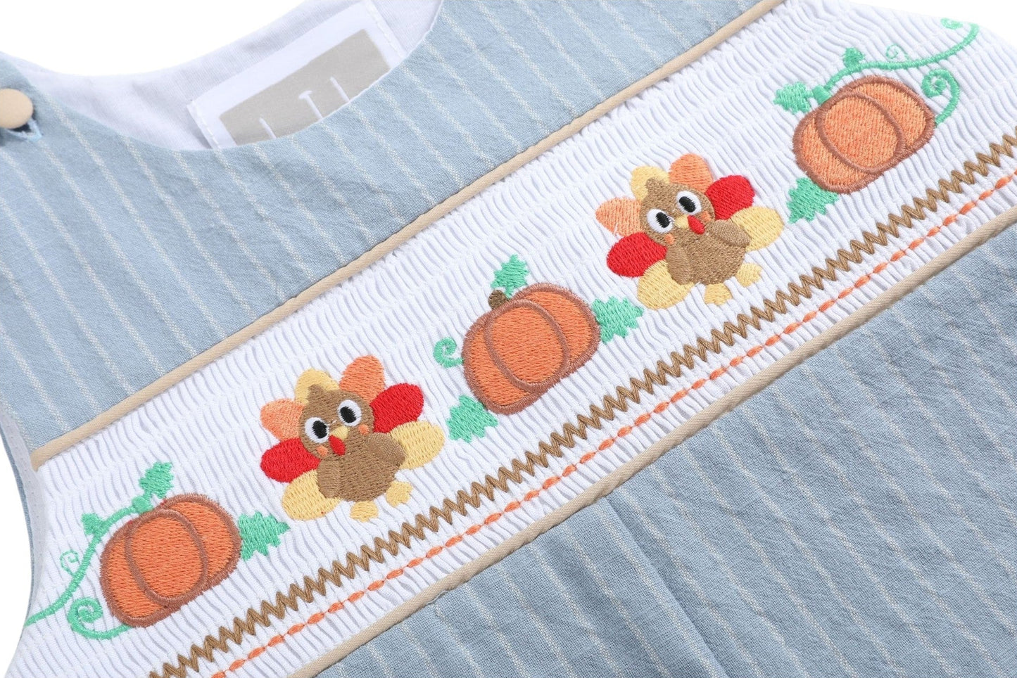 Lil Cactus Smocked Turkey Pinstripe Longall
