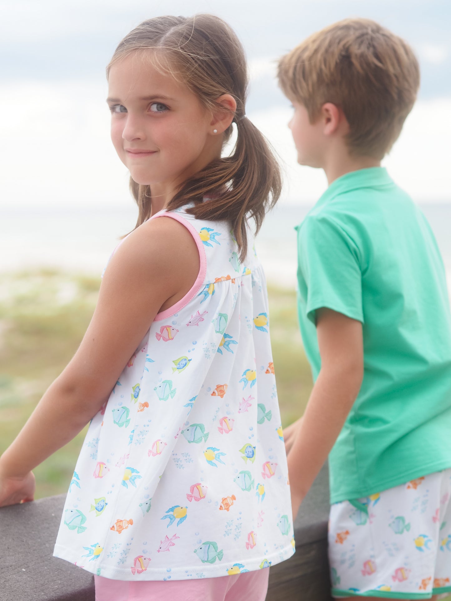 Cypress Row Fish Frenzy Girls Short Set