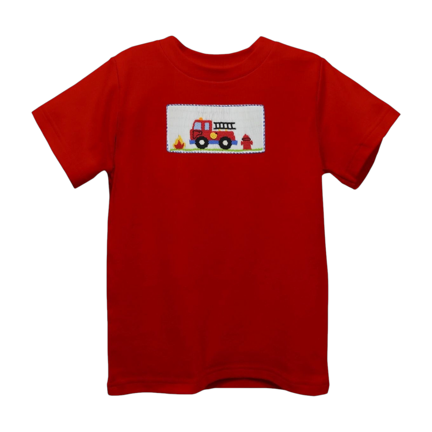 Vive La Fete Smocked Firetruck Short Set