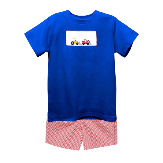 Vive La Fete Smocked Excavator Short Set