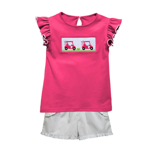 Vive La Fete Smocked Golf Cart Short Set