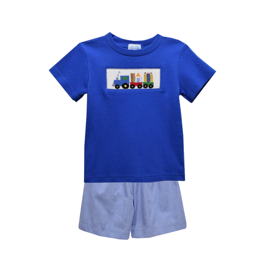 Vive La Fete Back To School Train Smocked Set