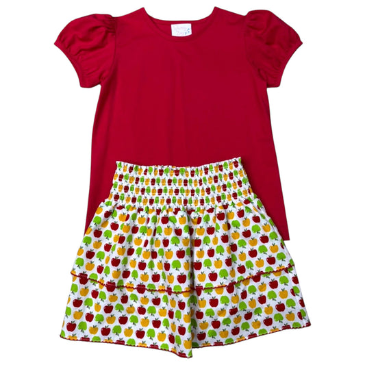Whimsy Bay Apples For All Twirl Skirt Set