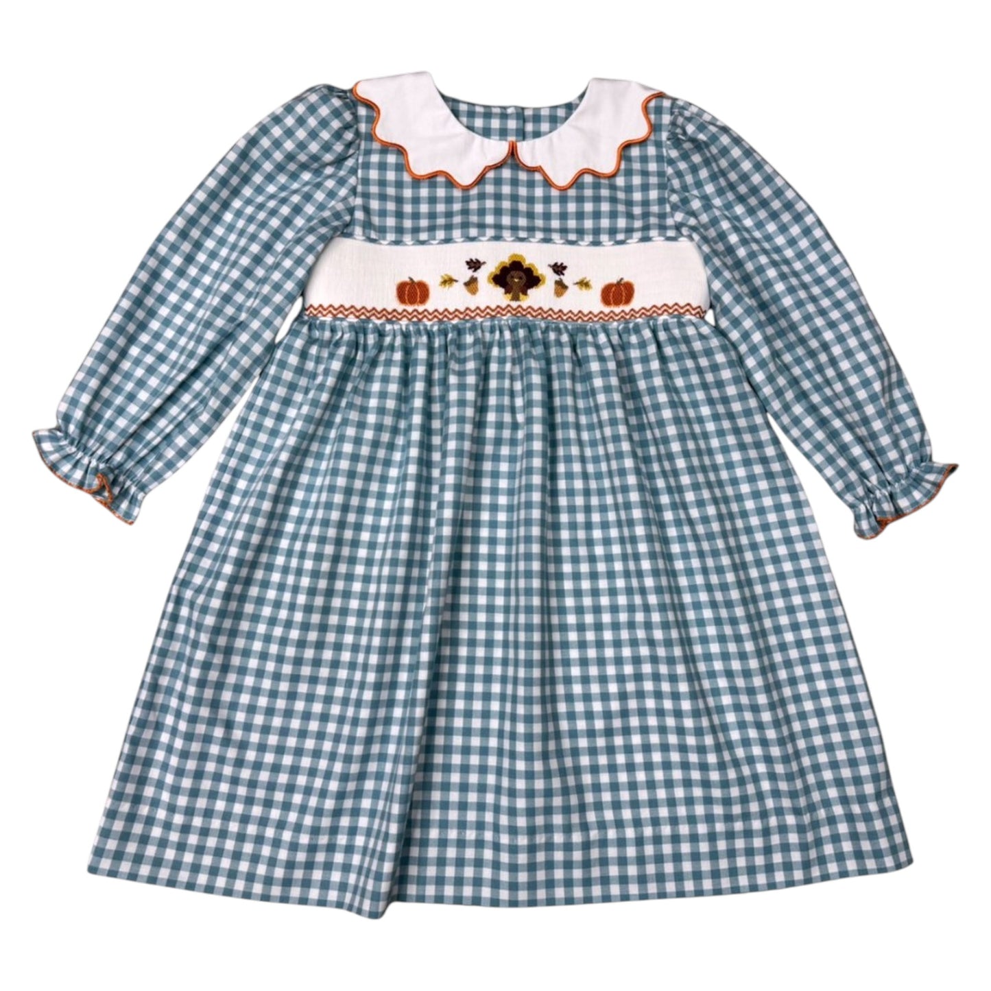 Whimsy Bay Thankful Turkey Scalloped Dress