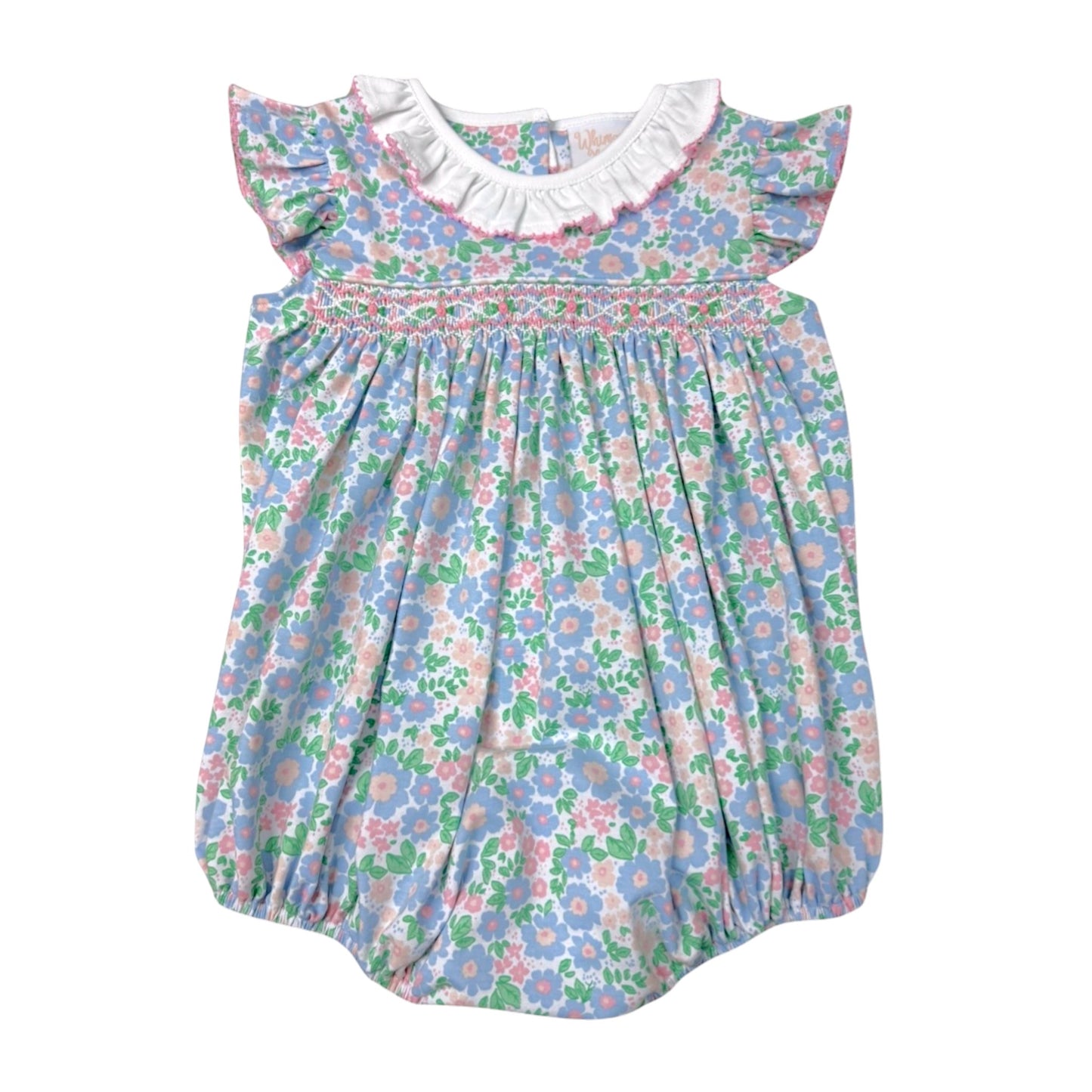 Whimsy Bay Periwinkle Petals Smocked Flutter Bubble