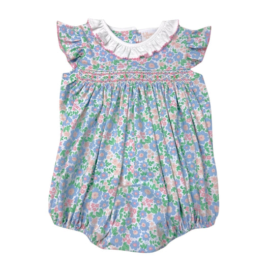 Whimsy Bay Periwinkle Petals Smocked Flutter Bubble