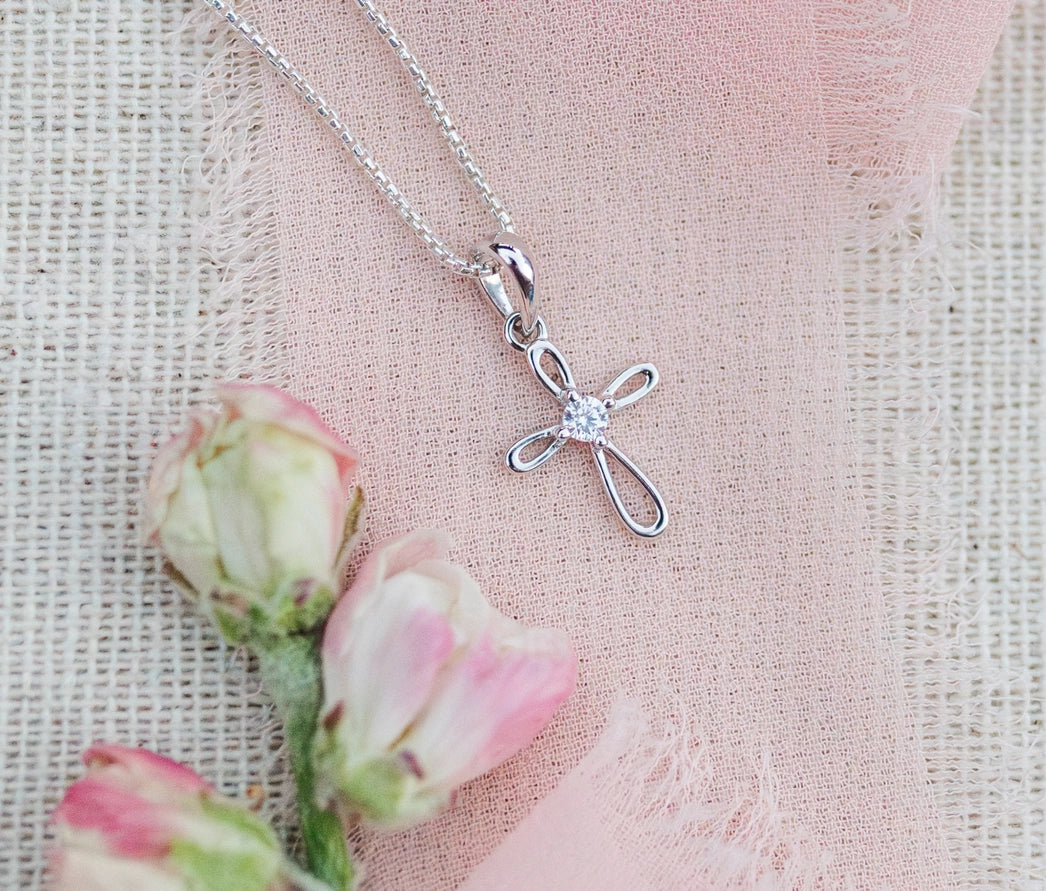 Cherished Moments Children's First Communion Sterling Silver Cross Necklace