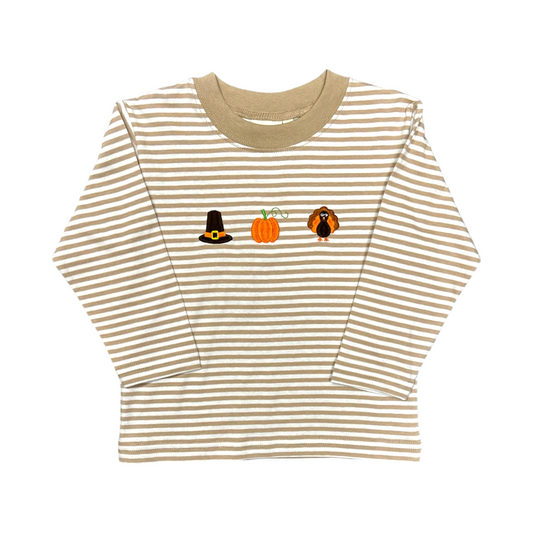 Luigi Striped Thanksgiving Embroidered Tee