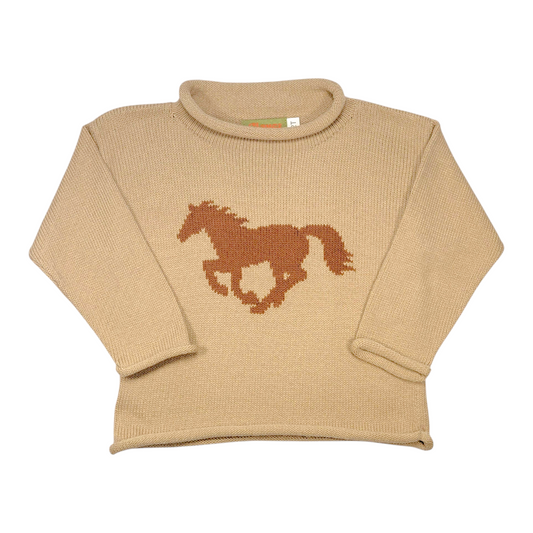 Luigi Running Horse Silhouette Roll Neck Sweater