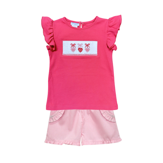 Vive La Fete Smocked Hearts Short Set