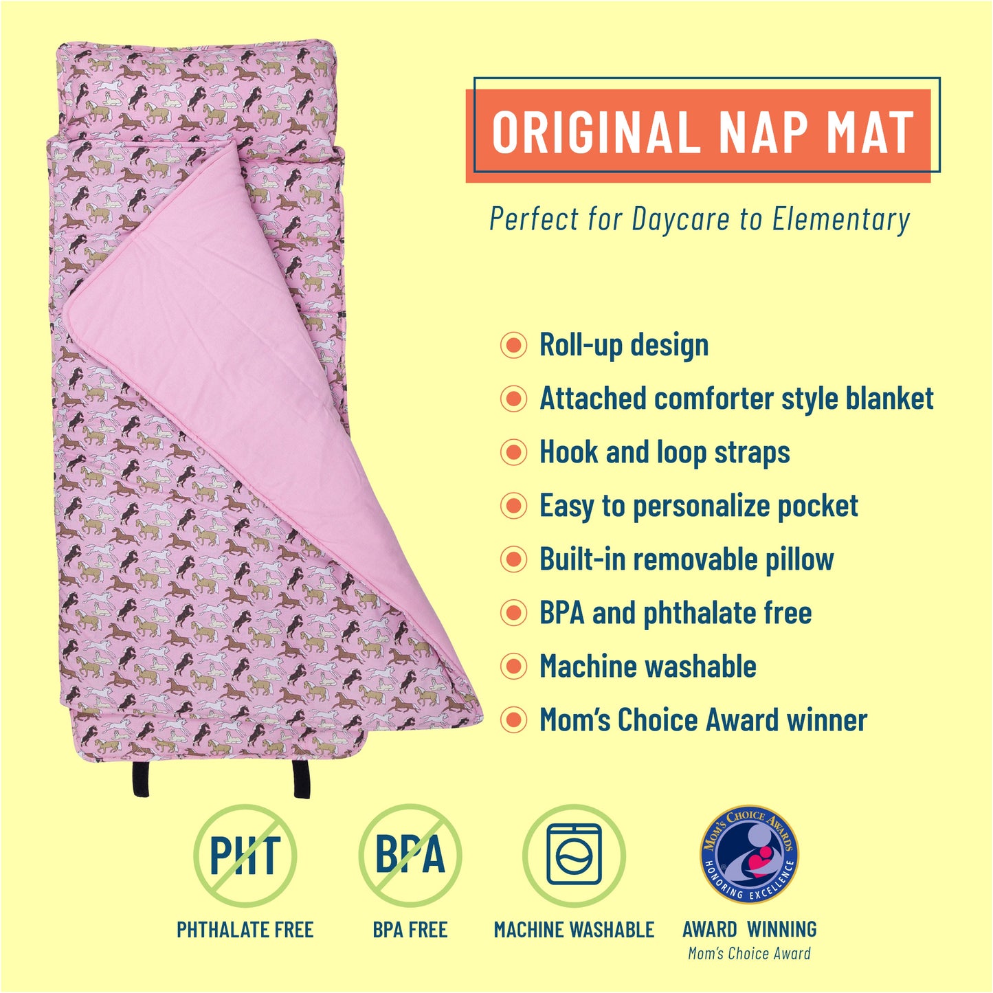 Wildkin Horses in Pink Original Nap Mat