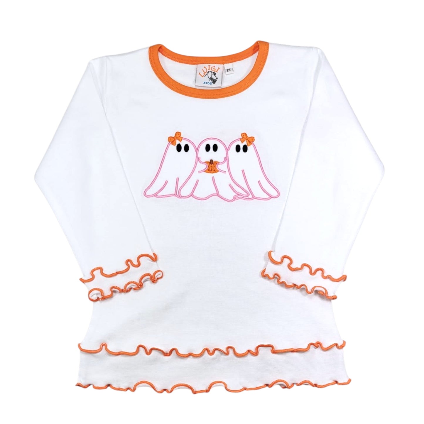 Luigi Ghosts With Bows Double Lettuce Edge T-Shirt
