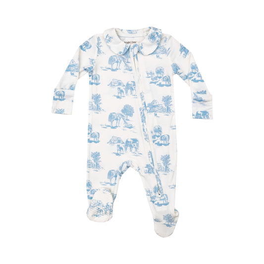 Angel Dear Farm Toile 2 Way Zipper Footie