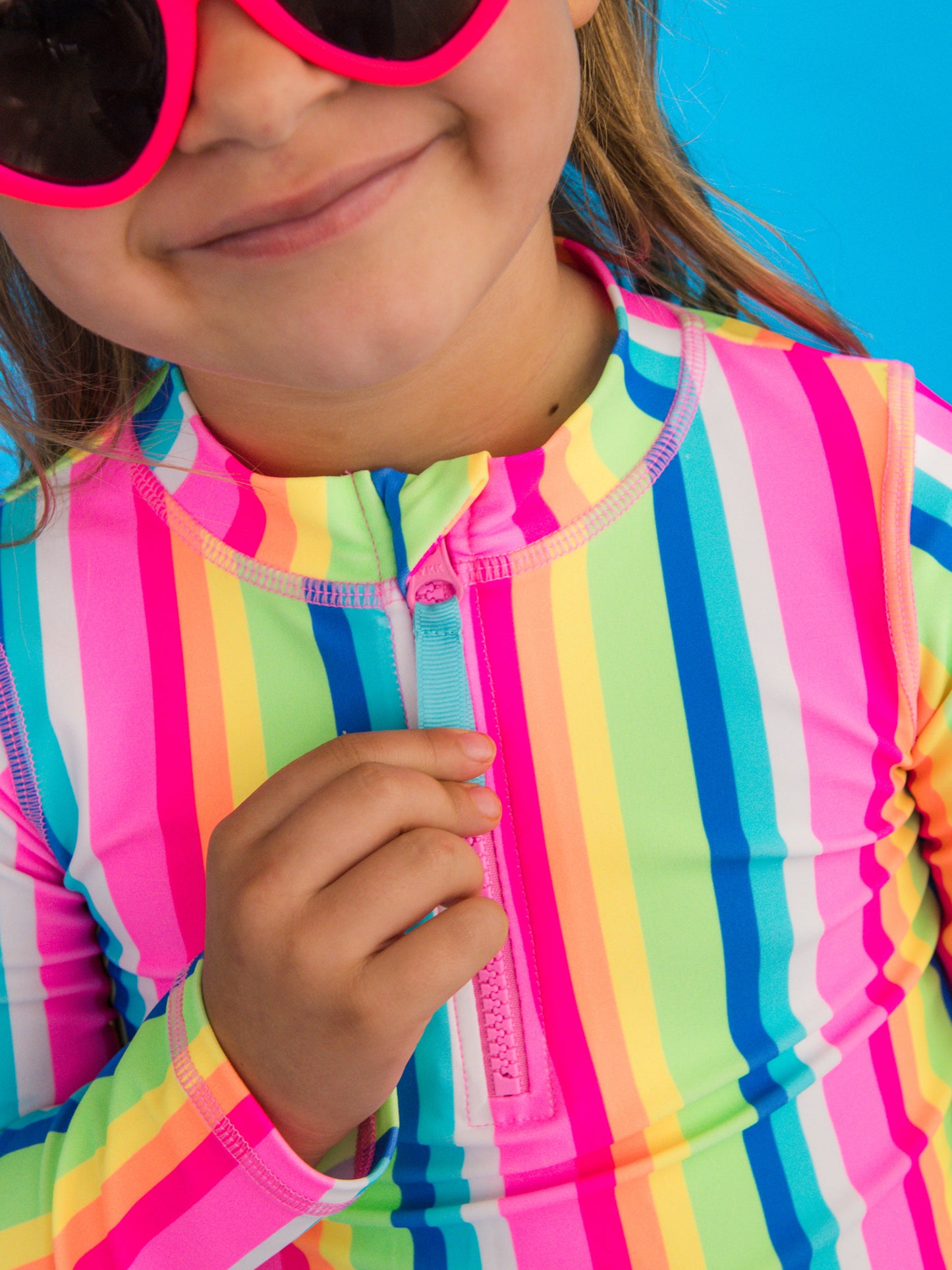 Ruffle Butts Zipper Rash Guard 2-piece Swimsuit