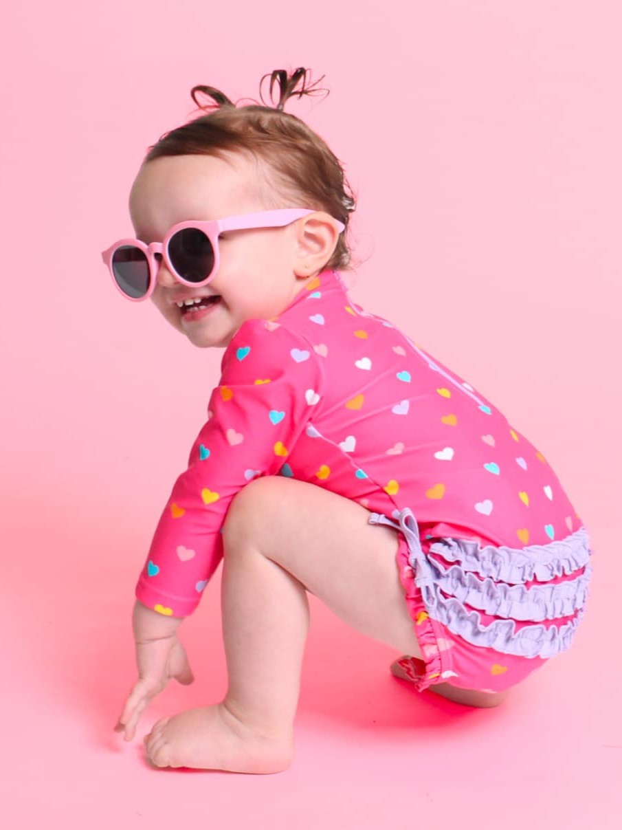 Ruffle Butts Long Sleeve One Piece Rash Guard Swimsuit