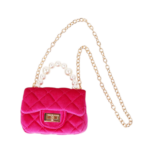 Sparkle Sisters Velvet Purse with Pearl Handle