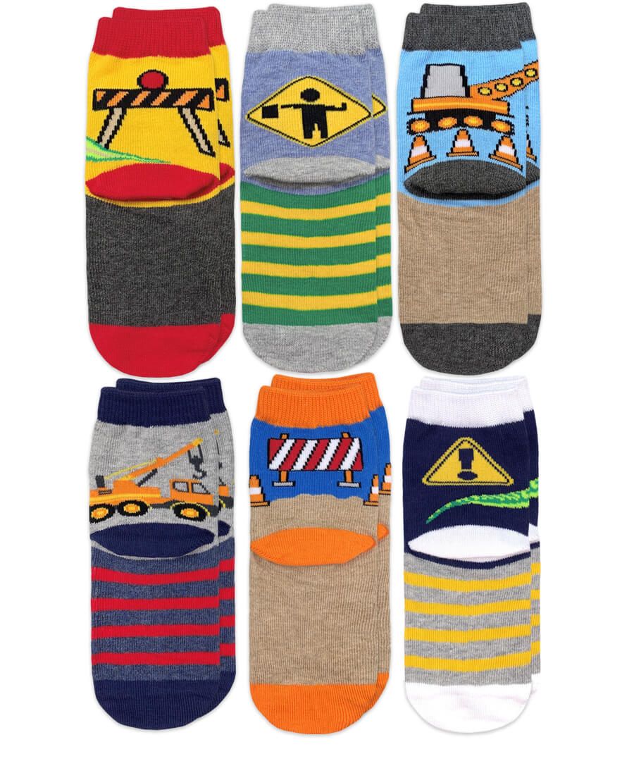 Jefferies Socks Construction Dinosaurs Crew Socks 6 Pair Pack