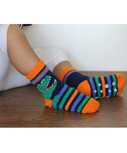 Jefferies Socks Dinosaur and Shark Fuzzy Slipper Socks