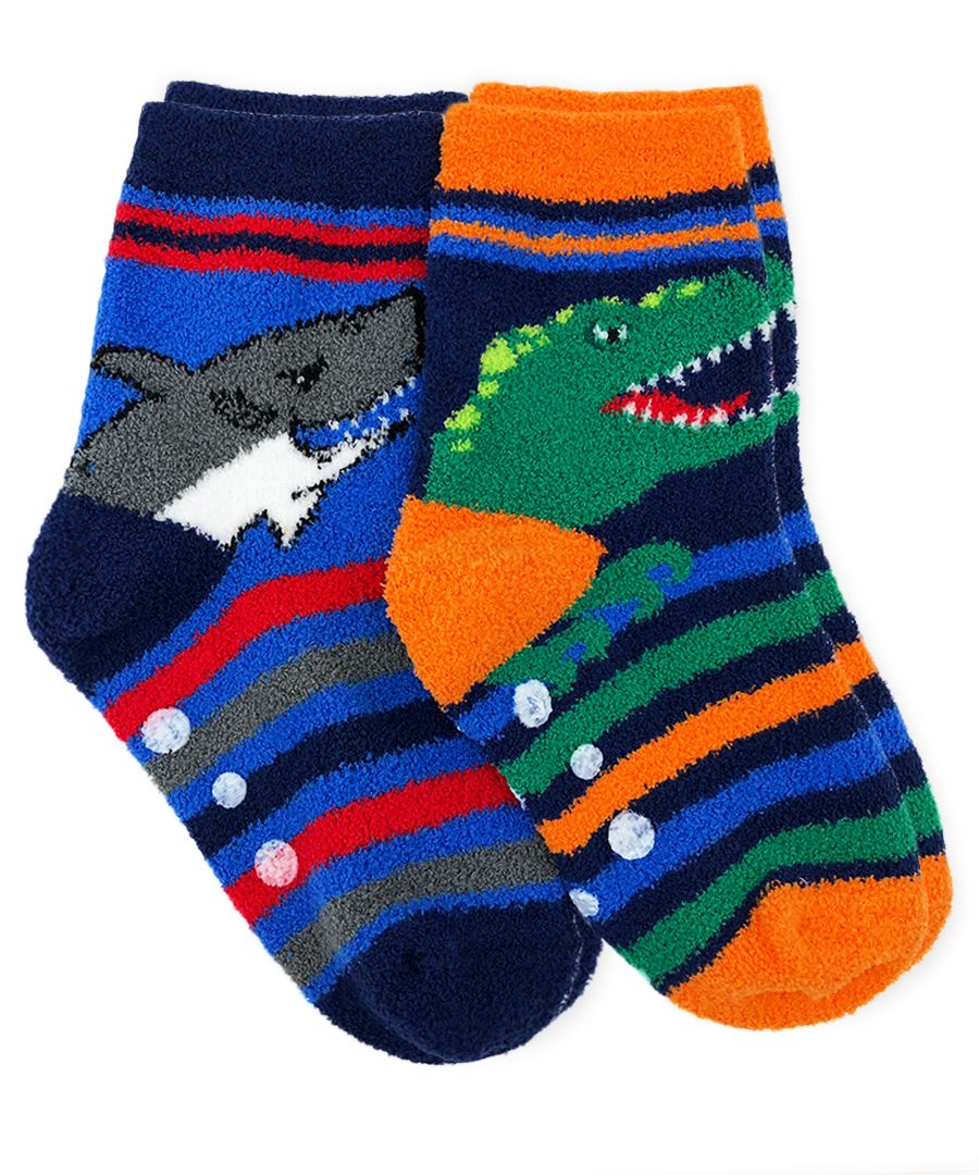 Jefferies Socks Dinosaur and Shark Fuzzy Slipper Socks