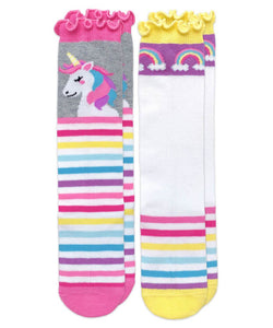 Jefferies Socks Unicorn Rainbow Stripe Knee High Socks