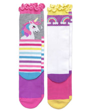 Load image into Gallery viewer, Jefferies Socks Unicorn Rainbow Stripe Knee High Socks