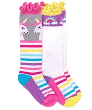 Load image into Gallery viewer, Jefferies Socks Unicorn Rainbow Stripe Knee High Socks