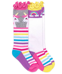 Jefferies Socks Unicorn Rainbow Stripe Knee High Socks