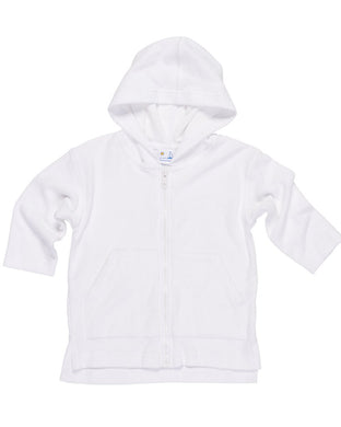 Florence Eiseman White Knitted Terry Long Sleeve Zip Hoodie Coverup