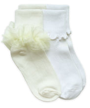 Load image into Gallery viewer, Jefferies Socks Ruffle Lace &amp; Ripple Edge Turn Cuff Socks