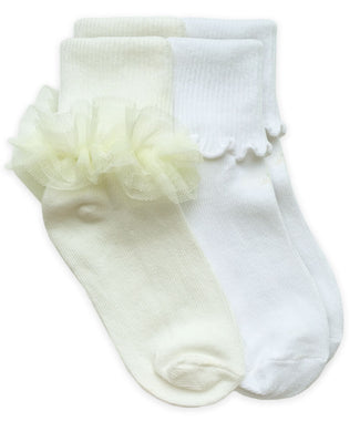 Jefferies Socks Ruffle Lace & Ripple Edge Turn Cuff Socks