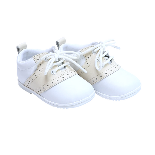 L'Amour Austin Beige Leather Saddle Oxford Shoe