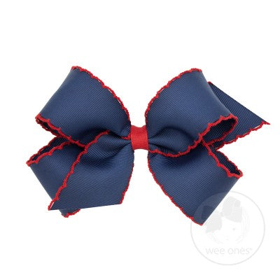 Wee Ones Medium Moonstitch Grosgrain Bow with Contrasting Wrap