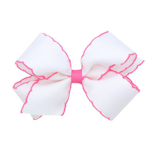 Wee Ones Medium Moonstitch Grosgrain Bow with Contrasting Wrap