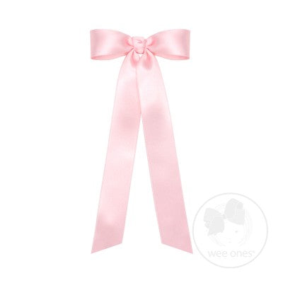 Wee Ones Mini French Satin Hair Bowtie with Knot Wrap and Streamer Tails