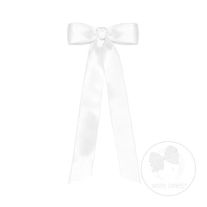 Wee Ones Mini French Satin Hair Bowtie with Knot Wrap and Streamer Tails