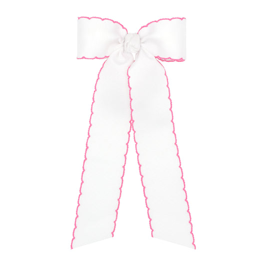 Wee Ones Medium Grosgrain Moonstitch Hair Bowtie with Knot Wrap and Streamer Tails