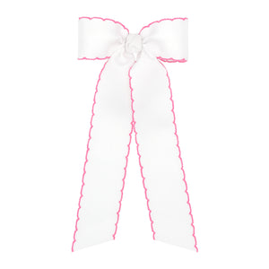 Wee Ones Medium Grosgrain Moonstitch Hair Bowtie with Knot Wrap and Streamer Tails