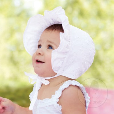 Wee Ones Baby Girls White Eyelet Bonnet