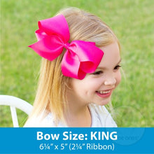 Load image into Gallery viewer, 2023-Wee Ones King Classic Grosgrain Hair Bow (Plain Wrap) On Pinch Clip