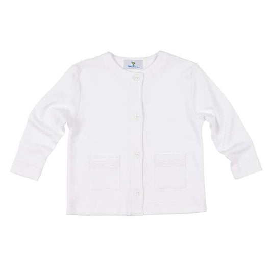 Florence Eiseman Girls White Knit Pocket Cardigan