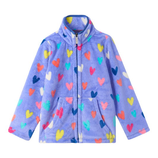 Hatley Confetti Hearts Fuzzy Fleece Zip Up